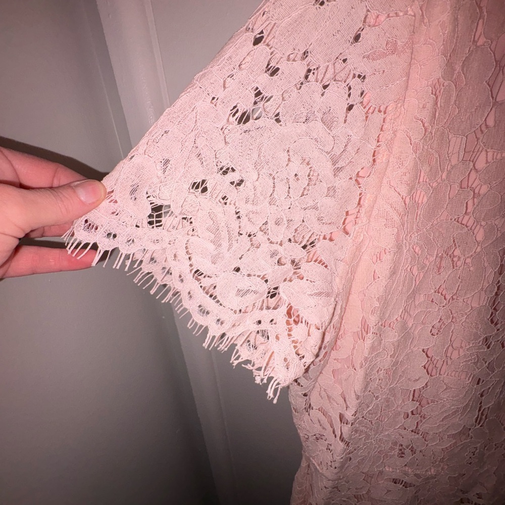 Isaac Mizrahi Pink Lace Short Sleeve Blouse - Picture 3 of 5